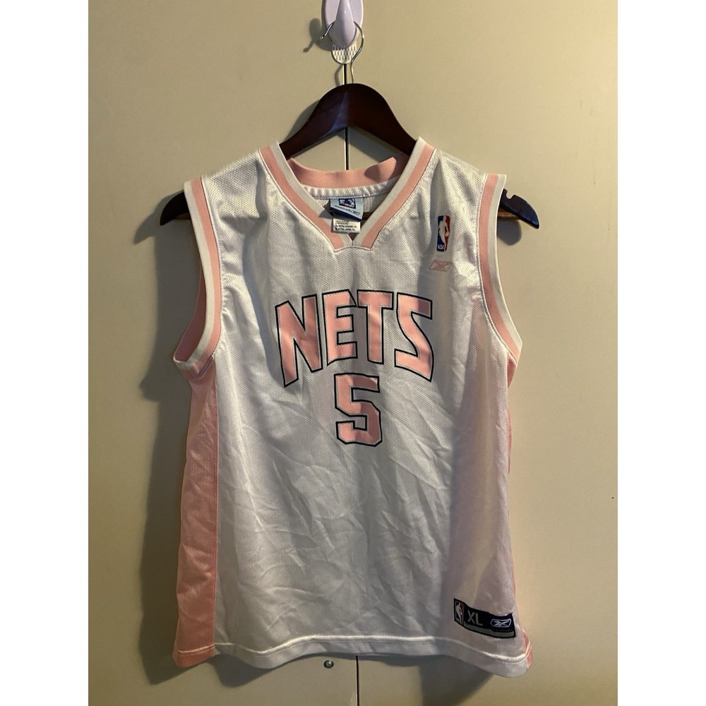 Vintage Reebok New Jersey Nets Jason Kidd 5 Pink Jersey Girls Youth XL 16 Retro